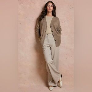 NEW Poetry Straight-Leg Trousers Hemp organic cotton & yak Fawn Size 16